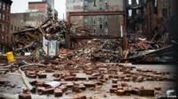 Wreckage of major fire in New York City's East Village