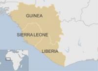 Map showing Guinea, Sierra Leone and Liberia