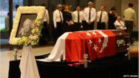In this handout image provided by the Ministry of Communications and Information (MCI) of Singapore, the casket of the late Mr Lee Kuan Yew is seen at the University Cultural Centre, National University of Singapore on 29 March 2015 in Singapore