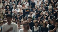 Singaporeans observe a minute's silence during Lee Kuan Yew's funeral (29 March 2015)