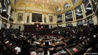 Peruvian President Ollanta Humala speaks at the Congress building in Lima on 28 July, 2012.