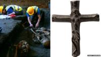 Archaeologists uncovering bodies at St John's College and a crucifix