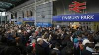 Passengers waiting at Finsbury Park