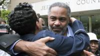 Anthony Ray Hinton hugs somone after being released