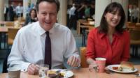 David Cameron and Samantha Cameron having breakfast in Edinburgh