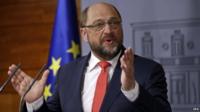 President of the European Parliament Martin Schulz speaks during the press conference after the meeting with Spanish Prime Minister Mariano Rajoy