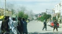 Smoke coming out of Balkh's regional Attorney Office in Mazar-e-Sharif