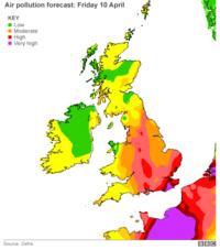 Air pollution forecast for Friday