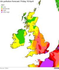 Air pollution forecast for Friday