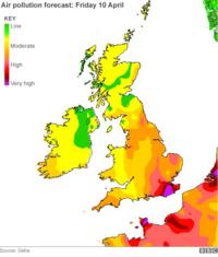 Air pollution forecast for Friday - updated
