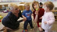 Nicola Sturgeon during a visit to a nursery in Edinburgh