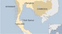 Map showing Koh Samui
