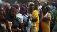 Women queue to register to vote in Jalingo - 11 April