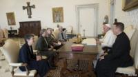 Pope Francis meeting members of the LCWR on 16 April 2015