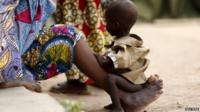 A child rescued from Boko Haram in Sambisa forest is seen at the Internally Displaced People's camp in Yola, Nigeria on 3 May 2015.
