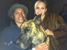 Ian Mellencamp, 27, and 26 year old Chloe Veneneux with their dog Alexii