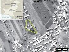 An aerial view of the compound where Osama bin Laden was killed