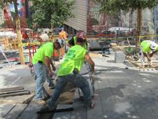 Workers at memorial site