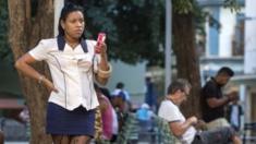 Cubans use a public Wi-Fi spot in Havana, 26 Nov 16