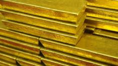 Gold bars are seen at the Czech Central Bank on September 05, 2011 in Prague.