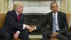 Trump e Obama no Salão Oval da Casa Branca