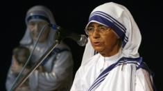 In this photograph taken on March 10, 2007, Head of The Missionaries of Charity Sister Nirmala, addresses a gathering at The Mother House in Kolkata.
