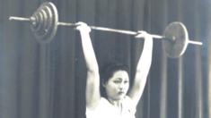 Madam Ho lifts weights during an earlier training session