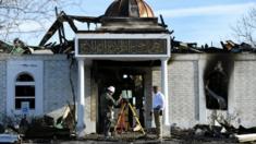 The Islamic Center of Victoria after a fire.
