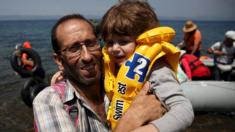Syrian boy rescued off Lesbos, 6 Aug 16