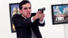 Police officer Mevlut Mert Altintas after he shot Andrei Karlov at Modern Art Center in Ankara