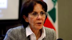UN Under Secretary General Rima Khalaf speaks during a news conference in Beirut, Lebanon, 15 March