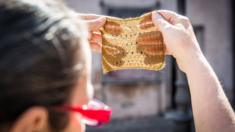 Chiara holds a piece of cloth made from byssus