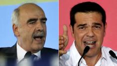 New Democracy leader Vangelis Meimarakis, left and Alexis Tsipras of Syriza