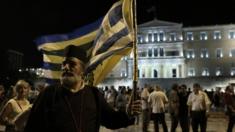 Greek priest protests in Athens, 17 June