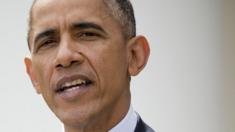 President Barack Obama speaking in the Rose Garden of the White House in Washington, Thursday, April 2, 2015