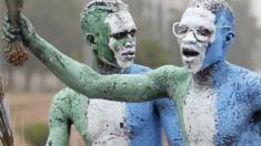 Supporters of Muhammdu Buhari in Nigeria with painted bodies