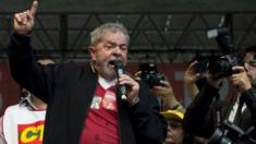 Former Brazilian President Luiz Inacio Lula da Silva participates in the May Day celebrations in Sao Paulo, Brazil, on 1 May 2015