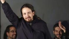 Pablo Iglesias, celebrating Podemos gains