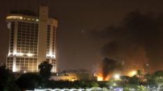 Smoke rises from the site of car bomb attack in Baghdad, May 29, 2015