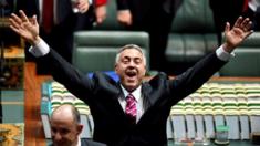 Australian Treasurer Joe Hockey reacts at Parliament House in Canberra on 14 May 2015