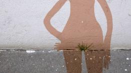 Obra de Sandrine Boulet en la pared de una calle