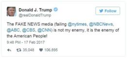 تغريدة الرئيس ترامب بشأن وسائل الإعلام الأمريكية