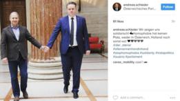 El político austríaco Andreas Schieder (izq) también publicó una foto este miércoles y expresó que la homofobia no tiene lugar ni en Austria ni en Holanda.