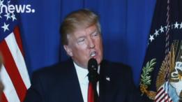El presidente Donald Trump anuncia los ataques aéreos contra Siria