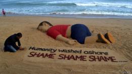 Escultura de arena de Alan Kurdi