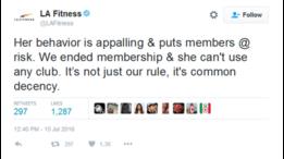 Mensaje de LA Fitness en Twitter