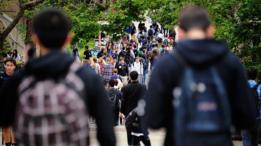Estudiantes en campus.