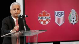 El presidente de la federación estadounidense de fútbol, Sunil Gulati, durante la presentación.