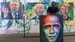 فنان كيني يرسم لوحات تعبيرية عن رحيل اوباما وتولي ترامب
