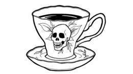 Taza de café con calavera